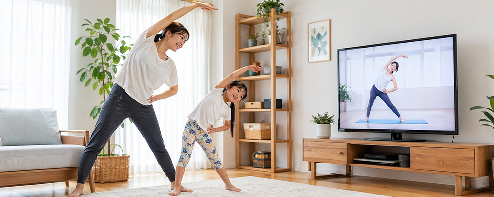 親子でストレッチ