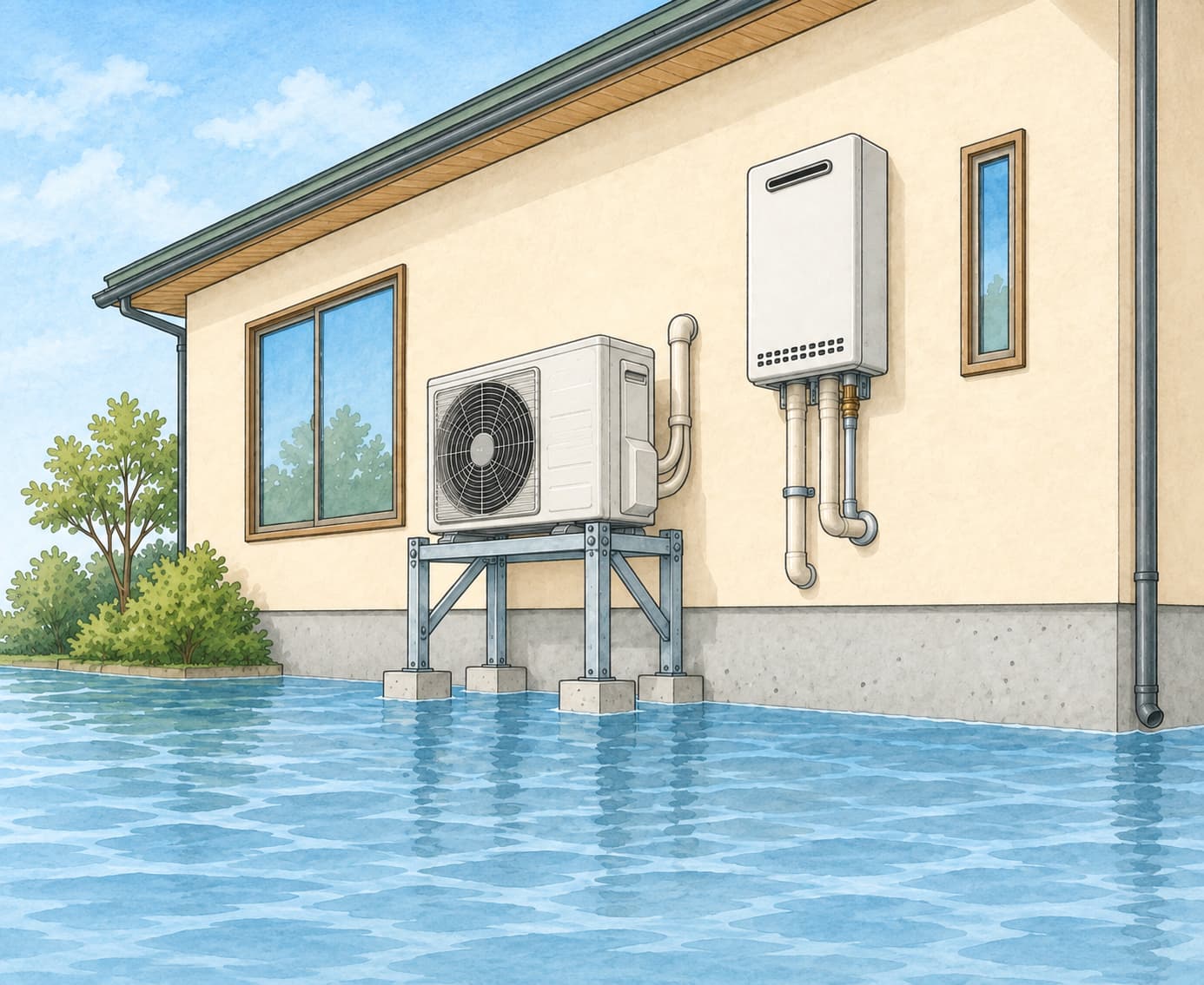 給湯器や室外機などの位置を考える